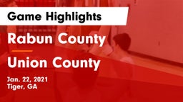 Rabun County  vs Union County  Game Highlights - Jan. 22, 2021