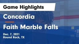 Concordia  vs Faith Marble Falls Game Highlights - Dec. 7, 2021