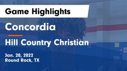 Concordia  vs Hill Country Christian  Game Highlights - Jan. 20, 2022