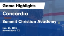 Concordia  vs Summit Christian Academy  Game Highlights - Jan. 24, 2023