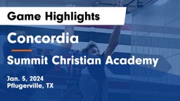 Concordia  vs Summit Christian Academy Game Highlights - Jan. 5, 2024