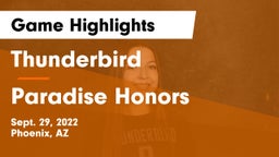 Thunderbird  vs Paradise Honors  Game Highlights - Sept. 29, 2022