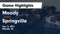 Moody  vs Springville  Game Highlights - Jan. 5, 2021