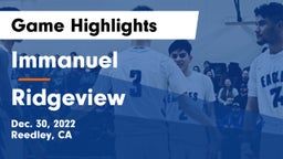 Immanuel  vs Ridgeview  Game Highlights - Dec. 30, 2022