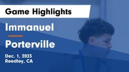 Immanuel  vs Porterville  Game Highlights - Dec. 1, 2023