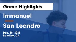 Immanuel  vs San Leandro  Game Highlights - Dec. 30, 2023
