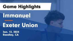 Immanuel  vs Exeter Union  Game Highlights - Jan. 12, 2024