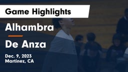 Alhambra  vs De Anza  Game Highlights - Dec. 9, 2023