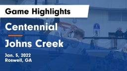 Centennial  vs Johns Creek  Game Highlights - Jan. 5, 2022