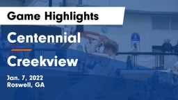 Centennial  vs Creekview  Game Highlights - Jan. 7, 2022