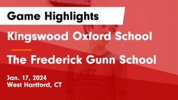 Kingswood Oxford School vs The Frederick Gunn School Game Highlights - Jan. 17, 2024