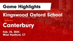 Kingswood Oxford School vs Canterbury  Game Highlights - Feb. 25, 2023