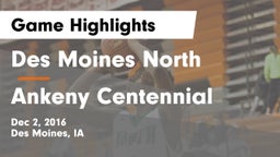 Des Moines North  vs Ankeny Centennial  Game Highlights - Dec 2, 2016