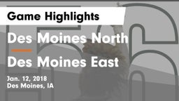 Des Moines North  vs Des Moines East  Game Highlights - Jan. 12, 2018