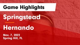 Springstead  vs Hernando   Game Highlights - Nov. 7, 2022
