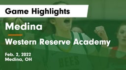 Medina  vs Western Reserve Academy Game Highlights - Feb. 2, 2022