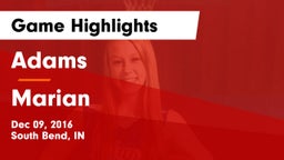 Adams  vs Marian  Game Highlights - Dec 09, 2016