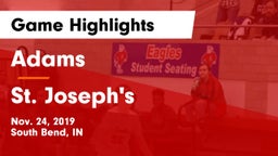 Adams  vs St. Joseph's  Game Highlights - Nov. 24, 2019