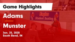 Adams  vs Munster  Game Highlights - Jan. 25, 2020