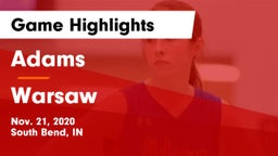 Adams  vs Warsaw  Game Highlights - Nov. 21, 2020