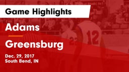 Adams  vs Greensburg Game Highlights - Dec. 29, 2017