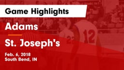 Adams  vs St. Joseph's  Game Highlights - Feb. 6, 2018