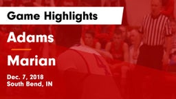 Adams  vs Marian  Game Highlights - Dec. 7, 2018