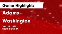 Adams  vs Washington  Game Highlights - Jan. 16, 2020