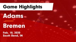 Adams  vs Bremen  Game Highlights - Feb. 18, 2020