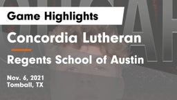 Concordia Lutheran  vs Regents School of Austin Game Highlights - Nov. 6, 2021