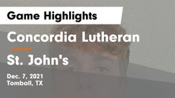 Concordia Lutheran  vs St. John's  Game Highlights - Dec. 7, 2021