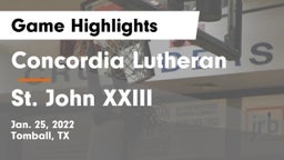 Concordia Lutheran  vs St. John XXIII  Game Highlights - Jan. 25, 2022