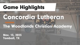 Concordia Lutheran  vs The Woodlands Christian Academy Game Highlights - Nov. 13, 2023