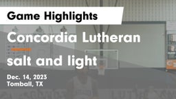 Concordia Lutheran  vs salt and light  Game Highlights - Dec. 14, 2023