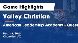 Valley Christian  vs American Leadership Academy - Queen Creek Game Highlights - Dec. 10, 2019