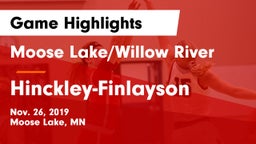 Moose Lake/Willow River  vs Hinckley-Finlayson  Game Highlights - Nov. 26, 2019