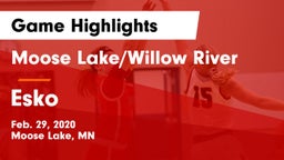 Moose Lake/Willow River  vs Esko  Game Highlights - Feb. 29, 2020