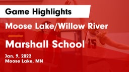 Moose Lake/Willow River  vs Marshall School Game Highlights - Jan. 9, 2022