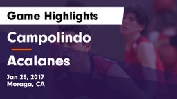 Campolindo  vs Acalanes  Game Highlights - Jan 25, 2017