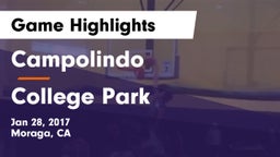 Campolindo  vs College Park  Game Highlights - Jan 28, 2017