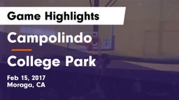 Campolindo  vs College Park  Game Highlights - Feb 15, 2017