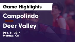 Campolindo  vs Deer Valley  Game Highlights - Dec. 21, 2017