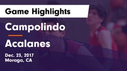 Campolindo  vs Acalanes  Game Highlights - Dec. 23, 2017