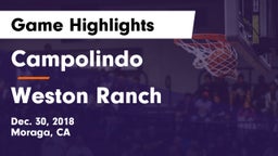 Campolindo  vs Weston Ranch  Game Highlights - Dec. 30, 2018