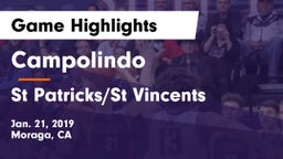 Campolindo  vs St Patricks/St Vincents Game Highlights - Jan. 21, 2019