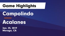 Campolindo  vs Acalanes  Game Highlights - Jan. 25, 2019