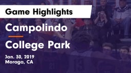 Campolindo  vs College Park  Game Highlights - Jan. 30, 2019