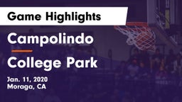 Campolindo  vs College Park  Game Highlights - Jan. 11, 2020