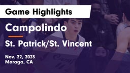 Campolindo  vs St. Patrick/St. Vincent  Game Highlights - Nov. 22, 2023