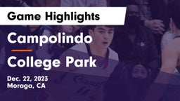 Campolindo  vs College Park  Game Highlights - Dec. 22, 2023